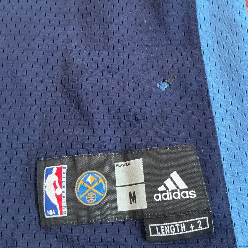 Adidas Denver Nuggets Allen Iverson 3 NBA Jersey Navy Blue Yellow Mens Medium
